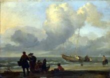 212/backhuysen, ludolf - a beach scene with fishermen